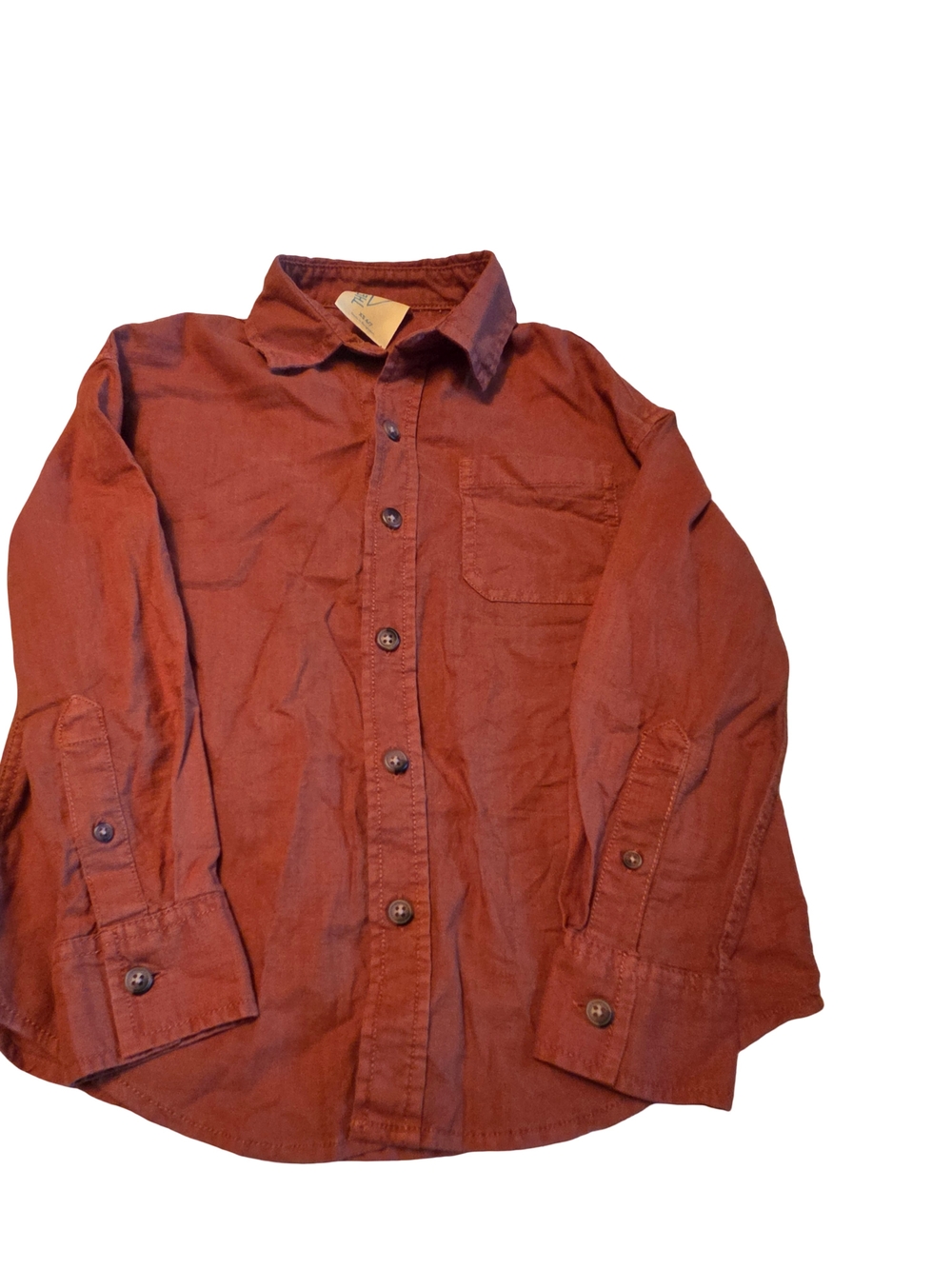 Rust Button-Front Lightweight Shirt